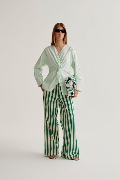 Green draped top