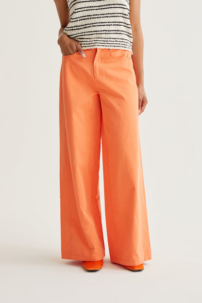 Orange wide leg trousers