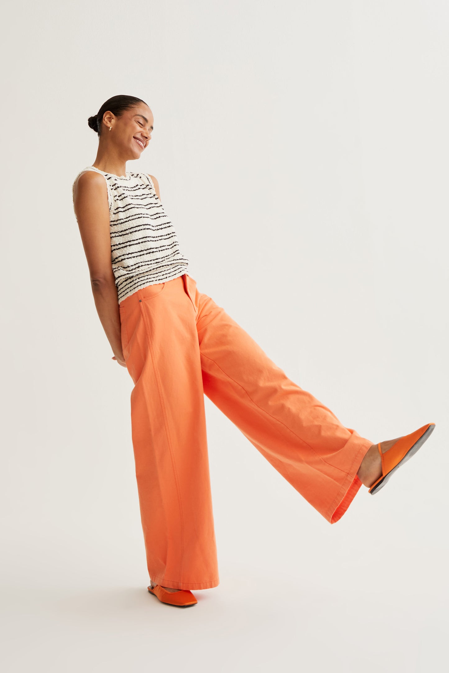 Orange wide leg trousers