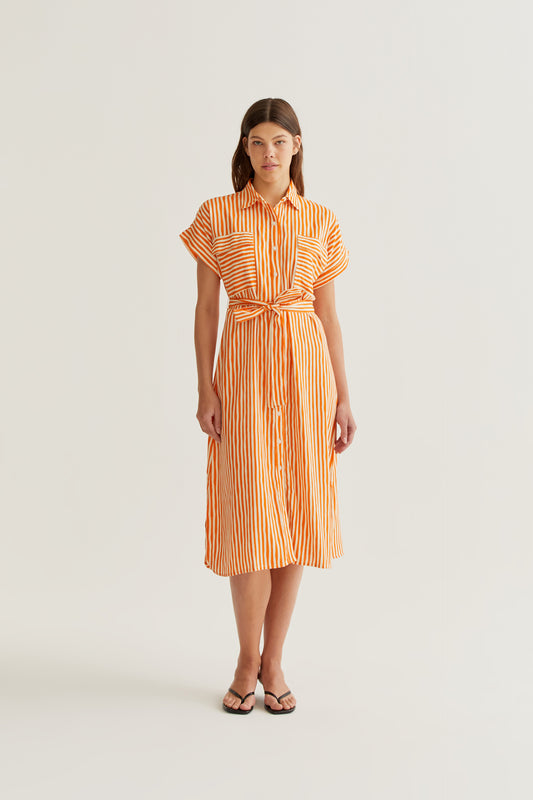Lavagna Orange print midi dress