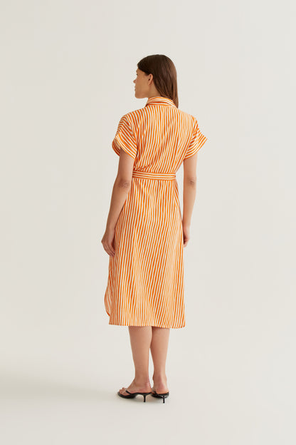 Lavagna Orange print midi dress