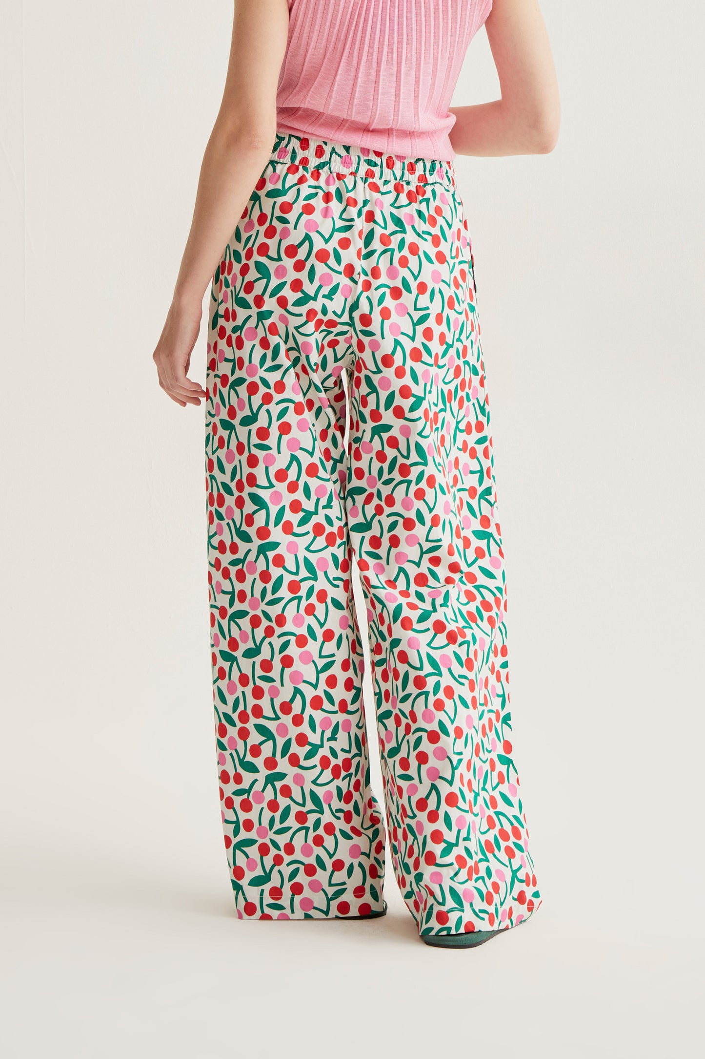 100% cotton trousers with burgundy print
