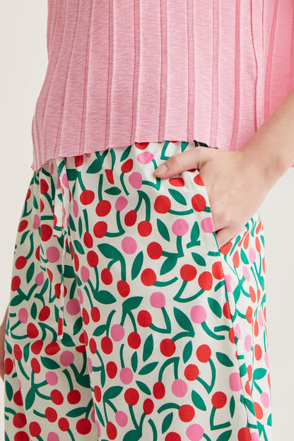 100% cotton trousers with burgundy print