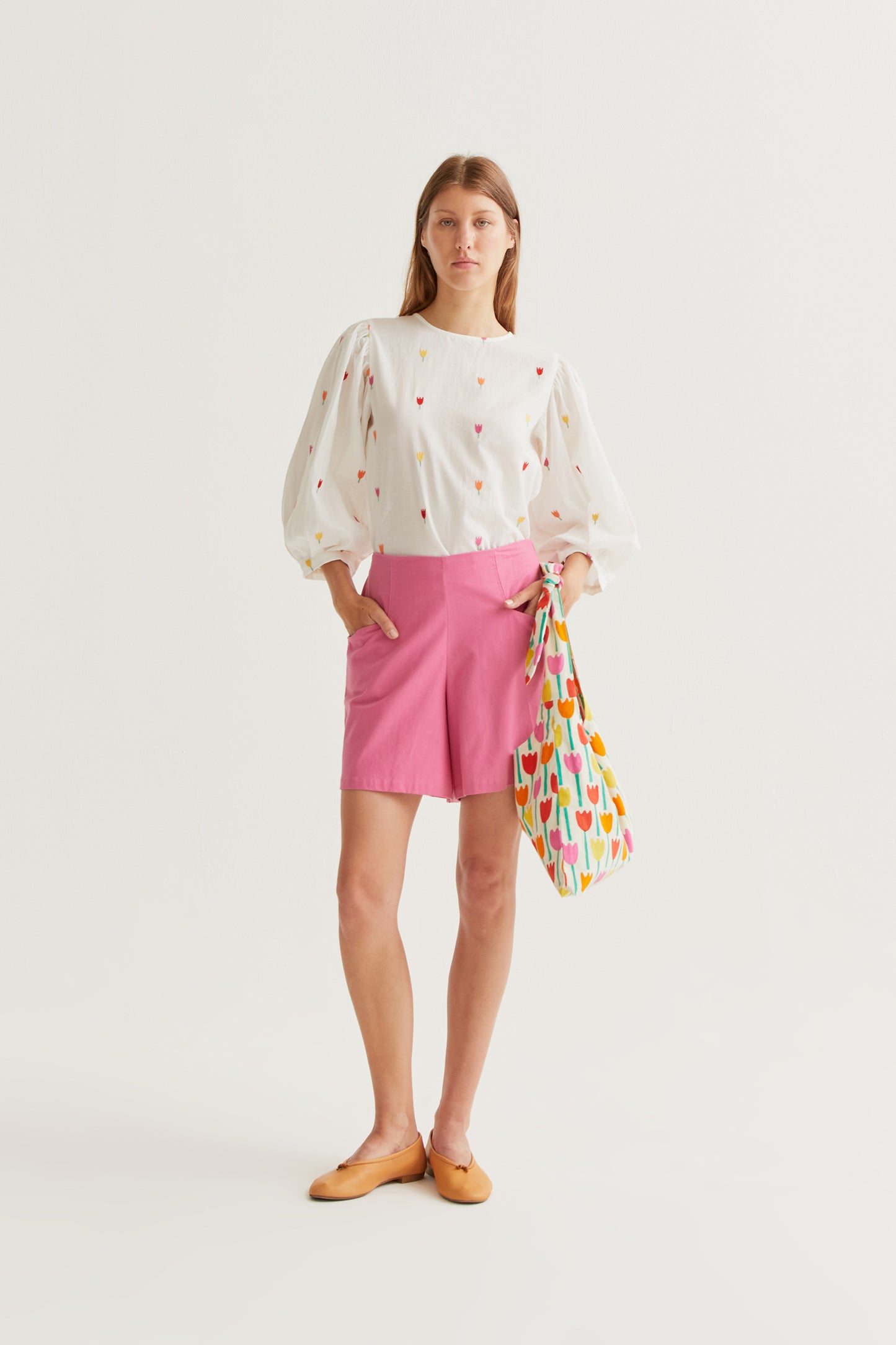 Top 100% cotton with Multi Tulip print