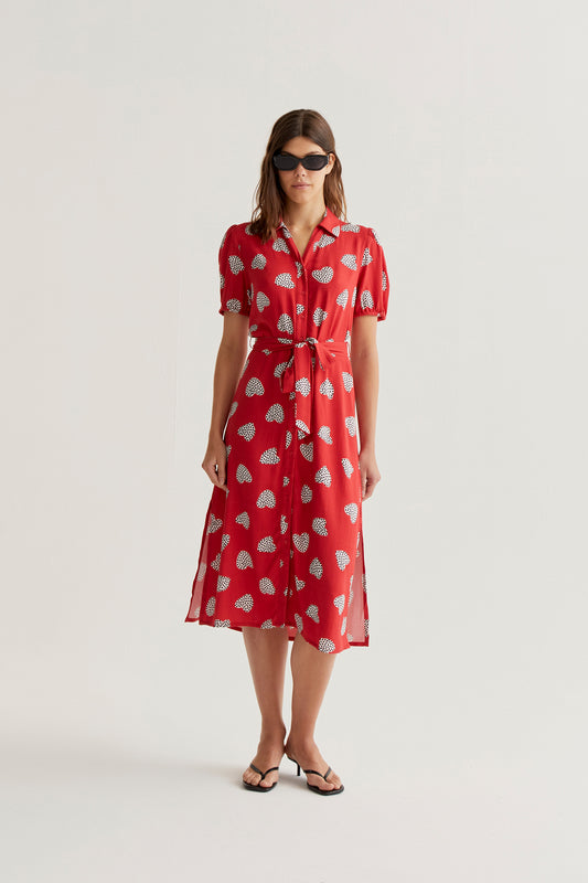 Harmony Red Print Midi Dress