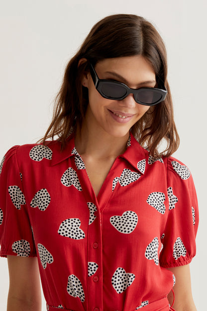 Harmony Red Print Midi Dress
