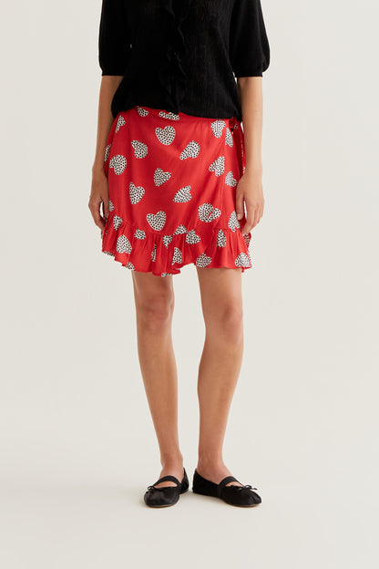 Harmony Red Print Short Skirt
