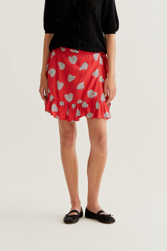 Harmony Red Print Short Skirt