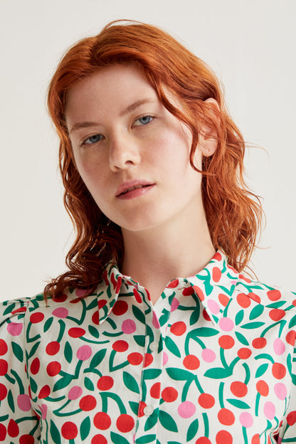 Shirt with burgundy print