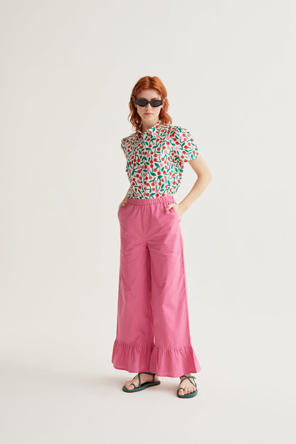 Shirt with burgundy print