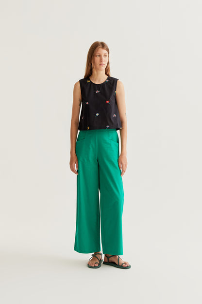 Black Gardener Flowers Print Tank Top