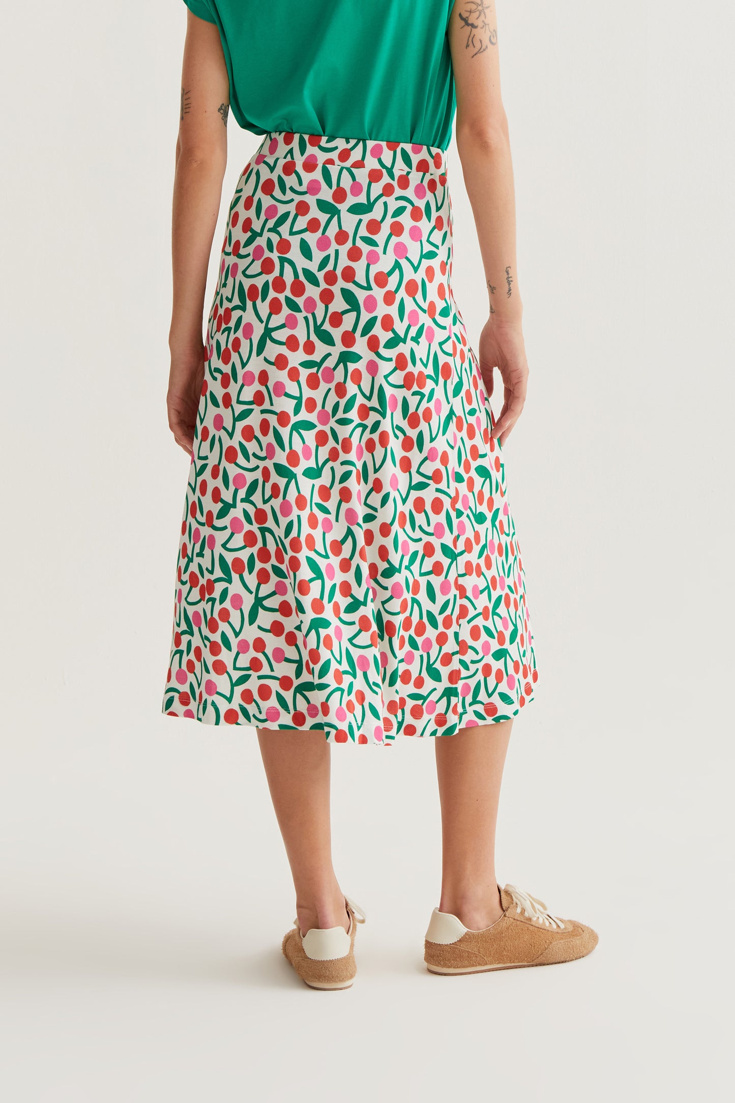 Midi skirt with burgundy print