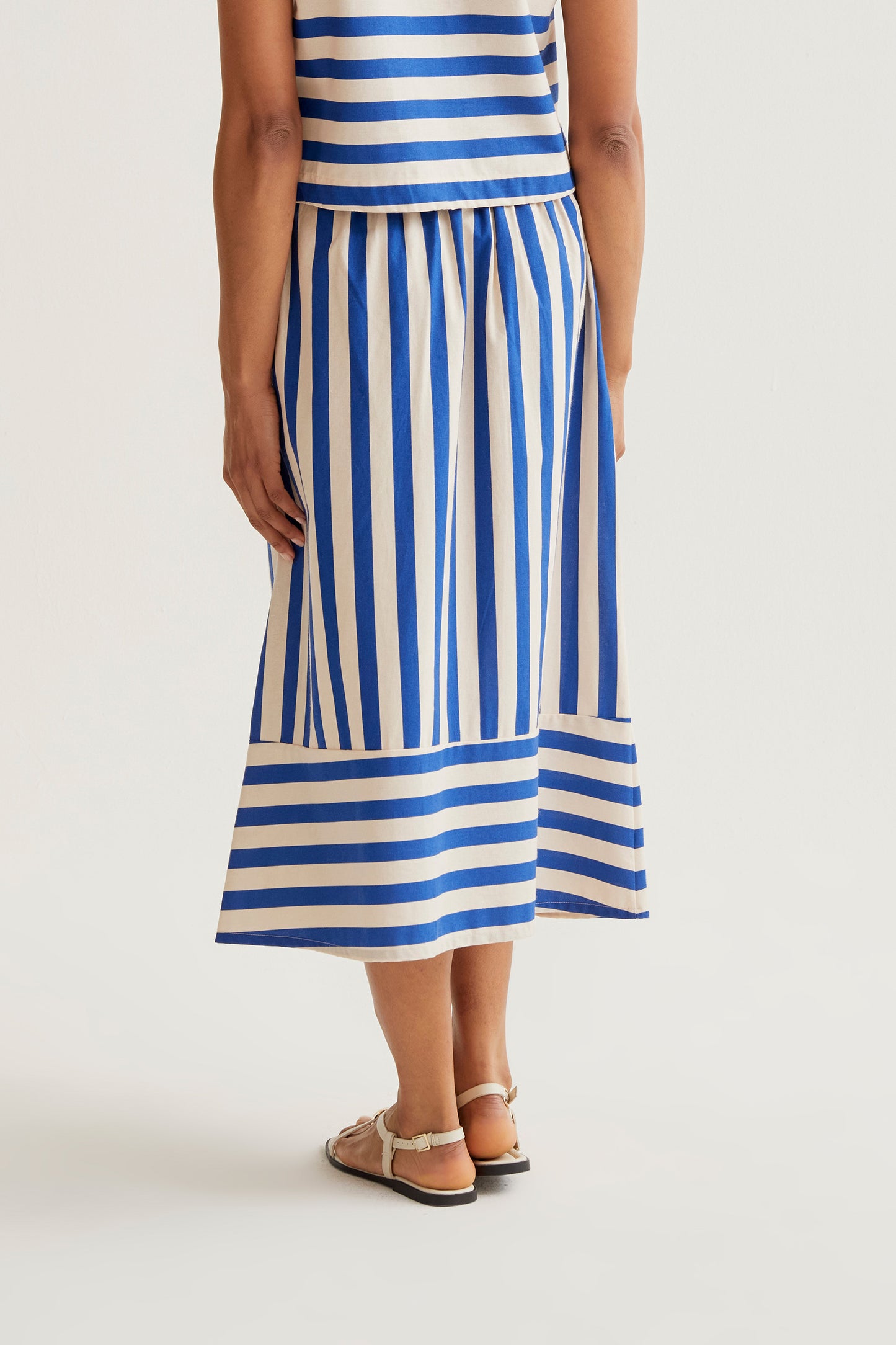 Bamboo Blue print midi skirt