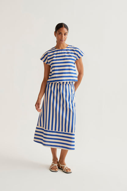 Bamboo Blue print midi skirt
