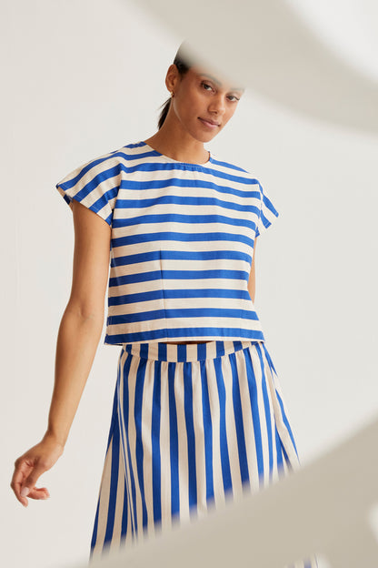 Bamboo Blue print midi skirt