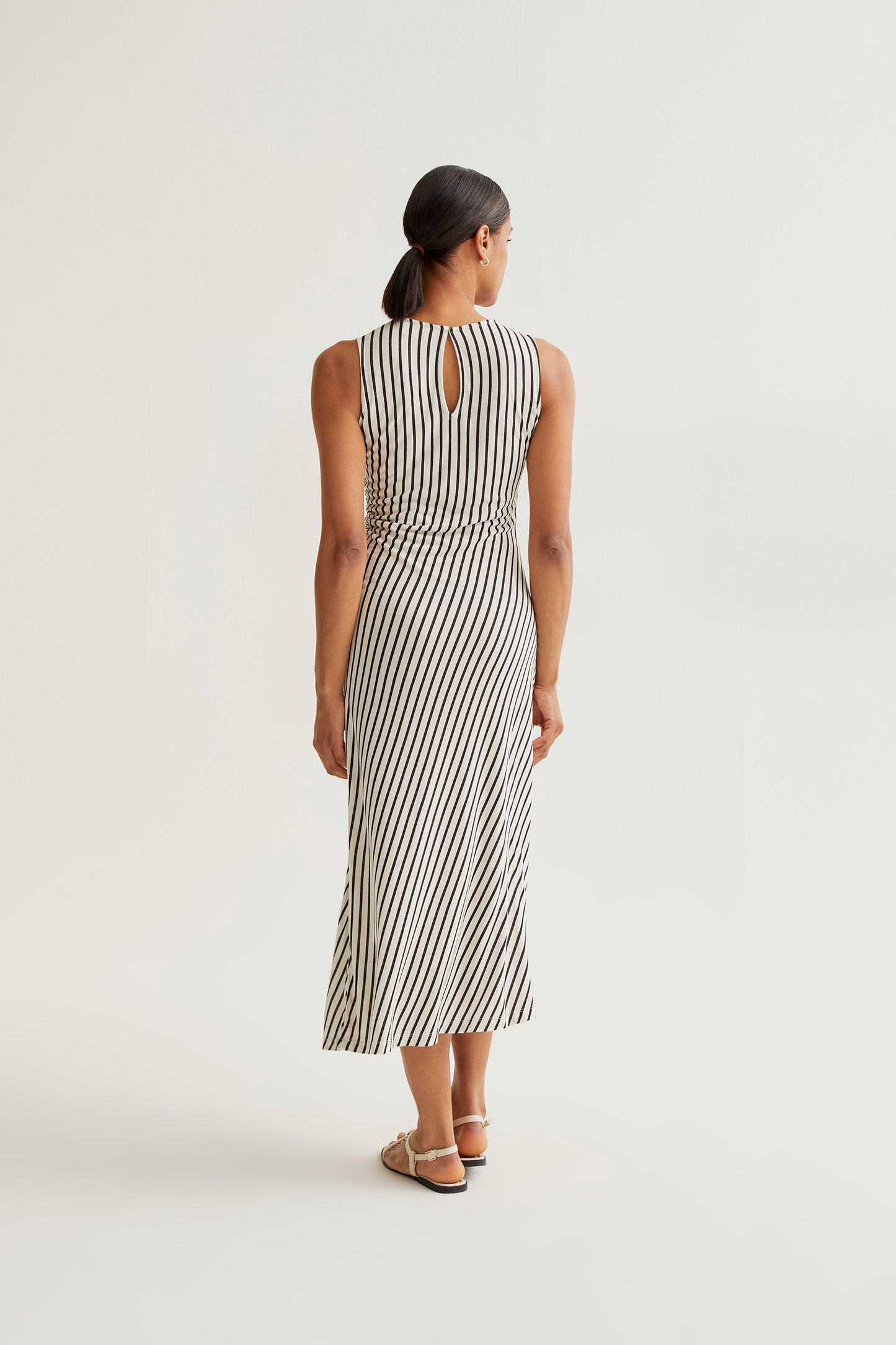 Long dress with black striped print