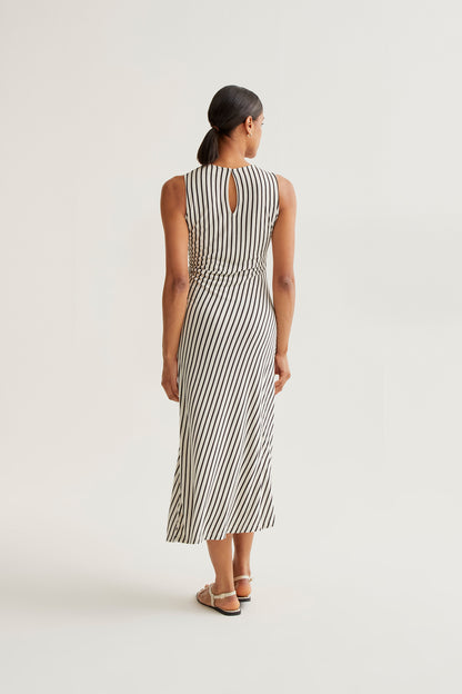 Long dress with black striped print