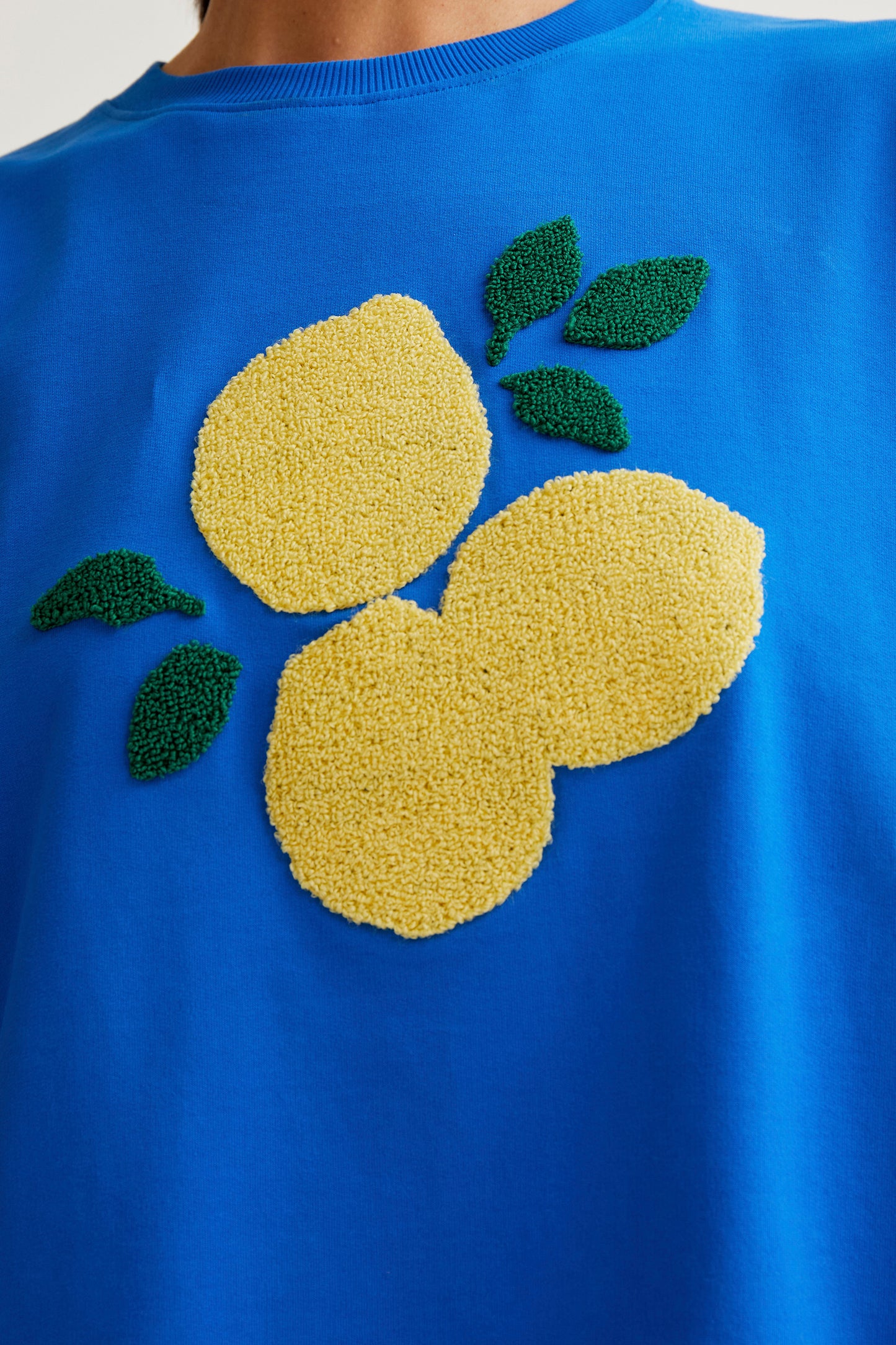 Sweatshirt with giant lemon embroidery