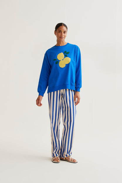 Sweatshirt with giant lemon embroidery