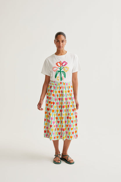 T-shirt with embroidered tulips "CF"
