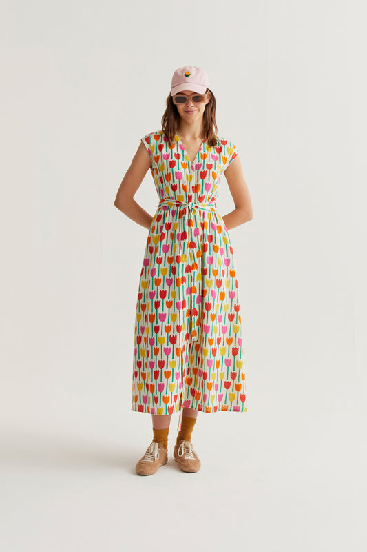 Tulip Print Long Dress