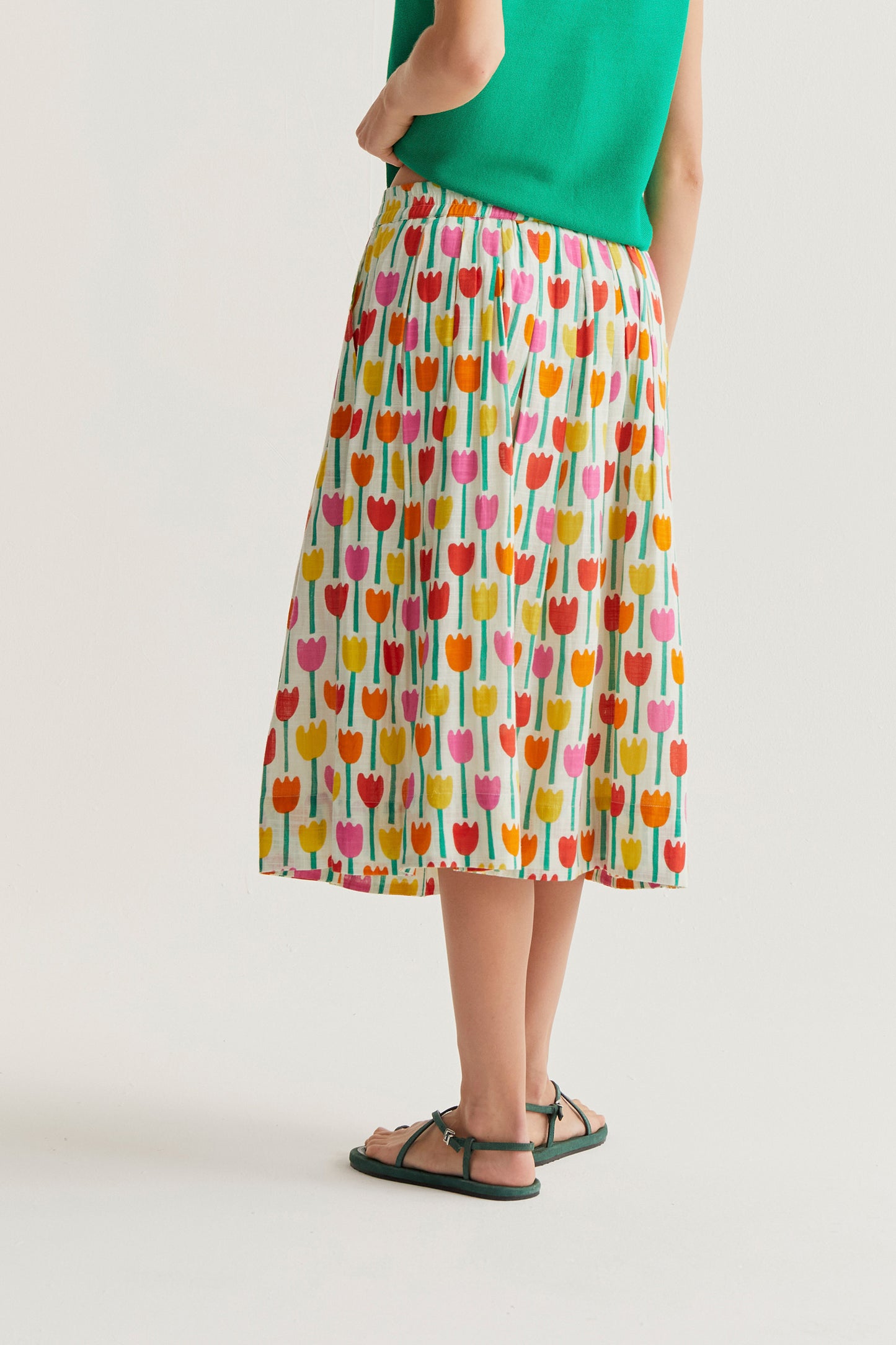 Tulip print midi skirt