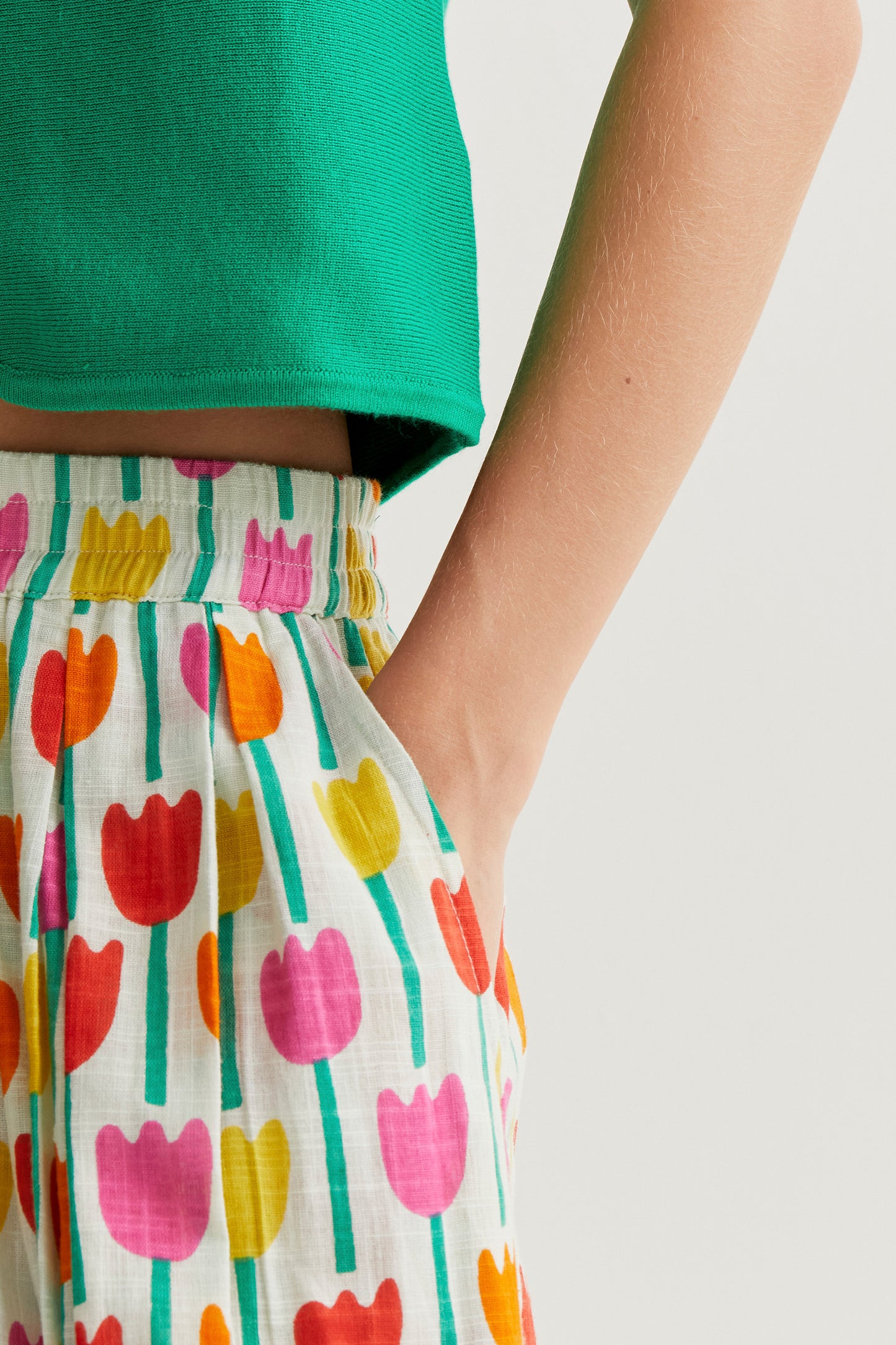 Tulip print midi skirt