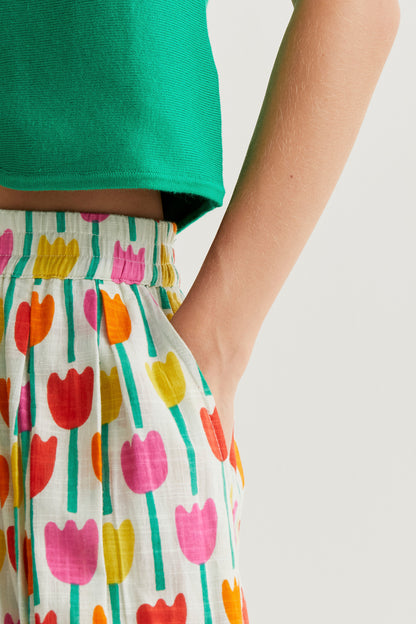 Tulip print midi skirt