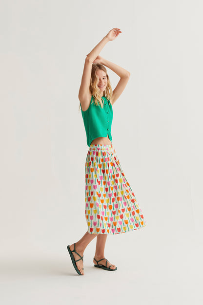 Tulip print midi skirt