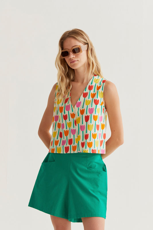 Tulip print vest