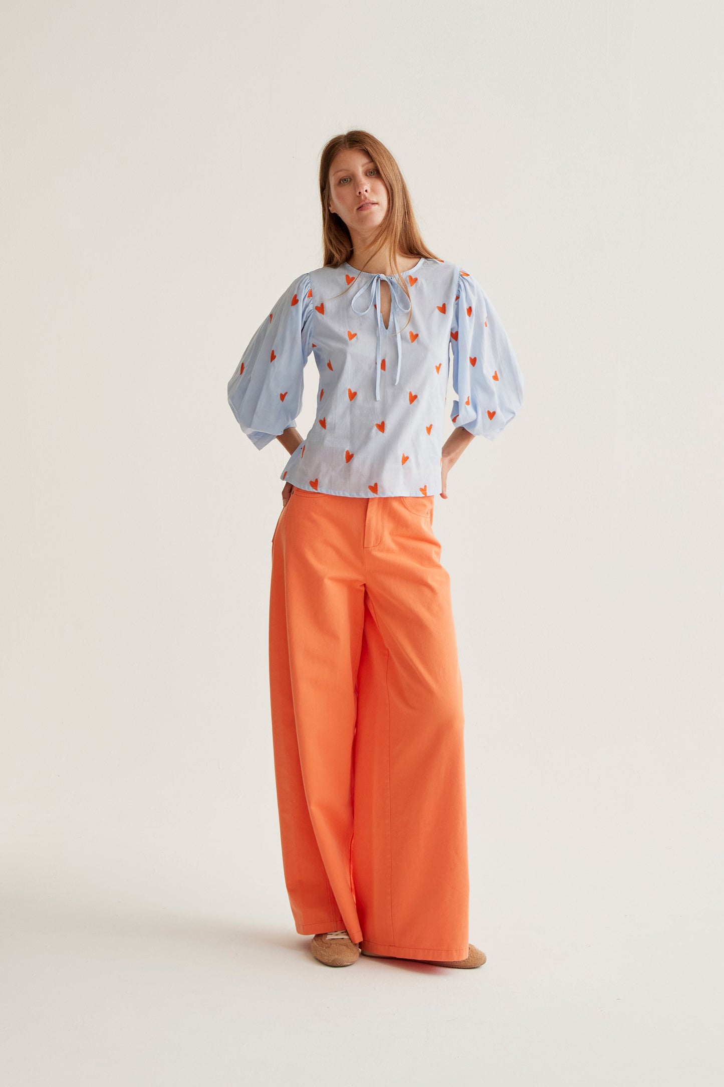 Top with embroidered hearts
