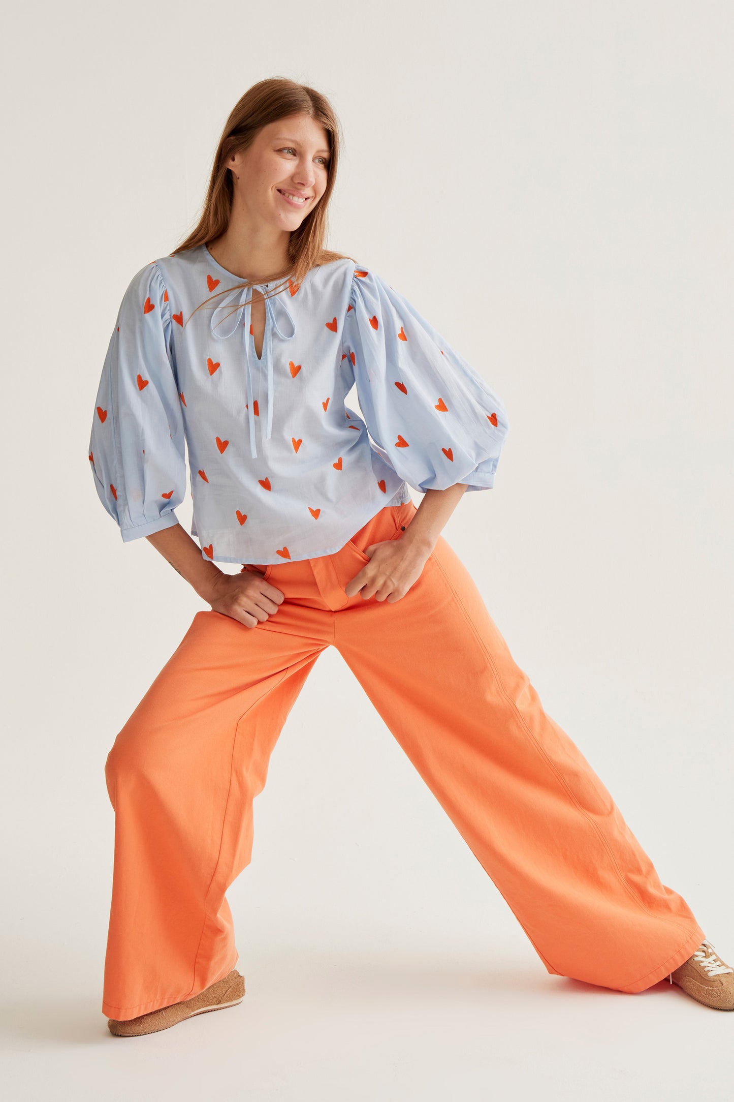 Top with embroidered hearts