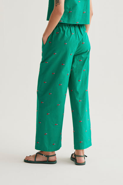 Trousers with Green Cherries print