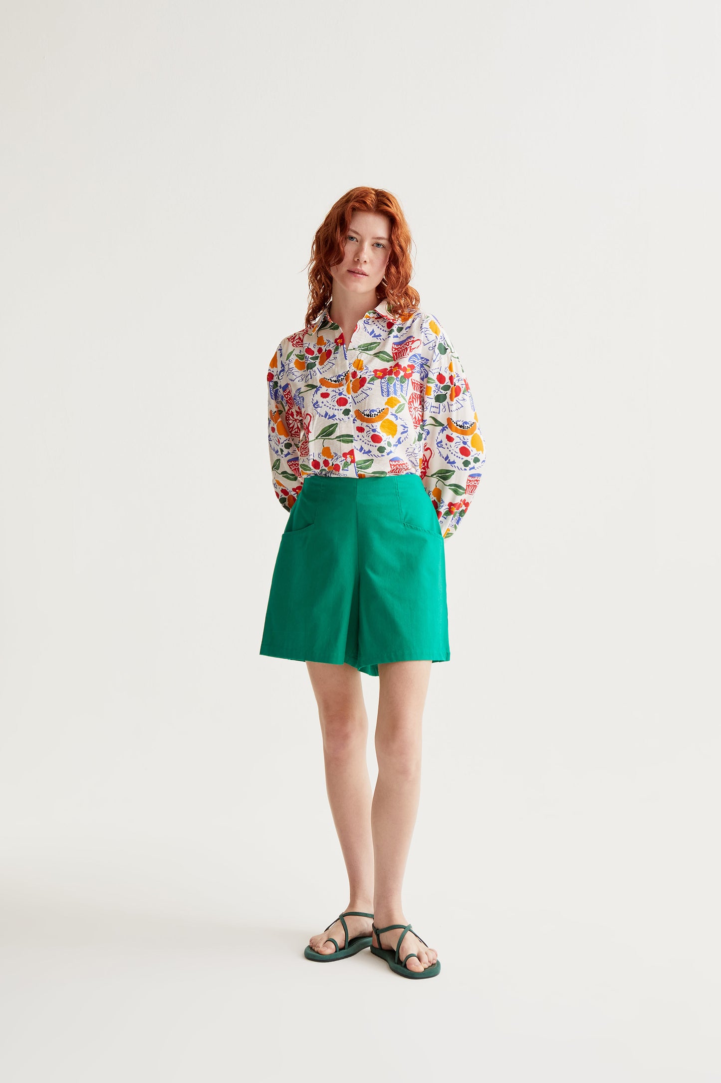 100% cotton green shorts