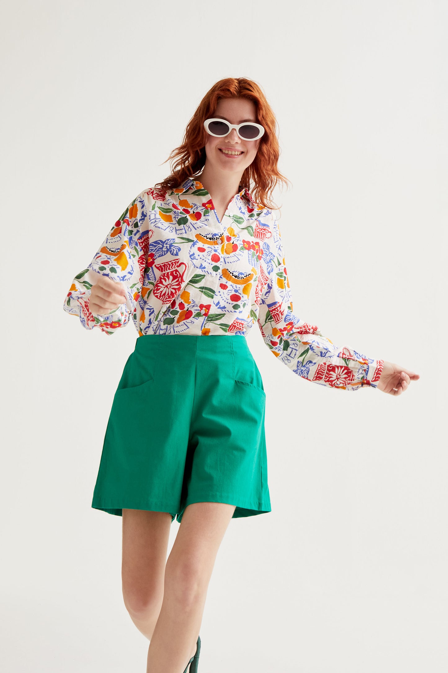 100% cotton green shorts