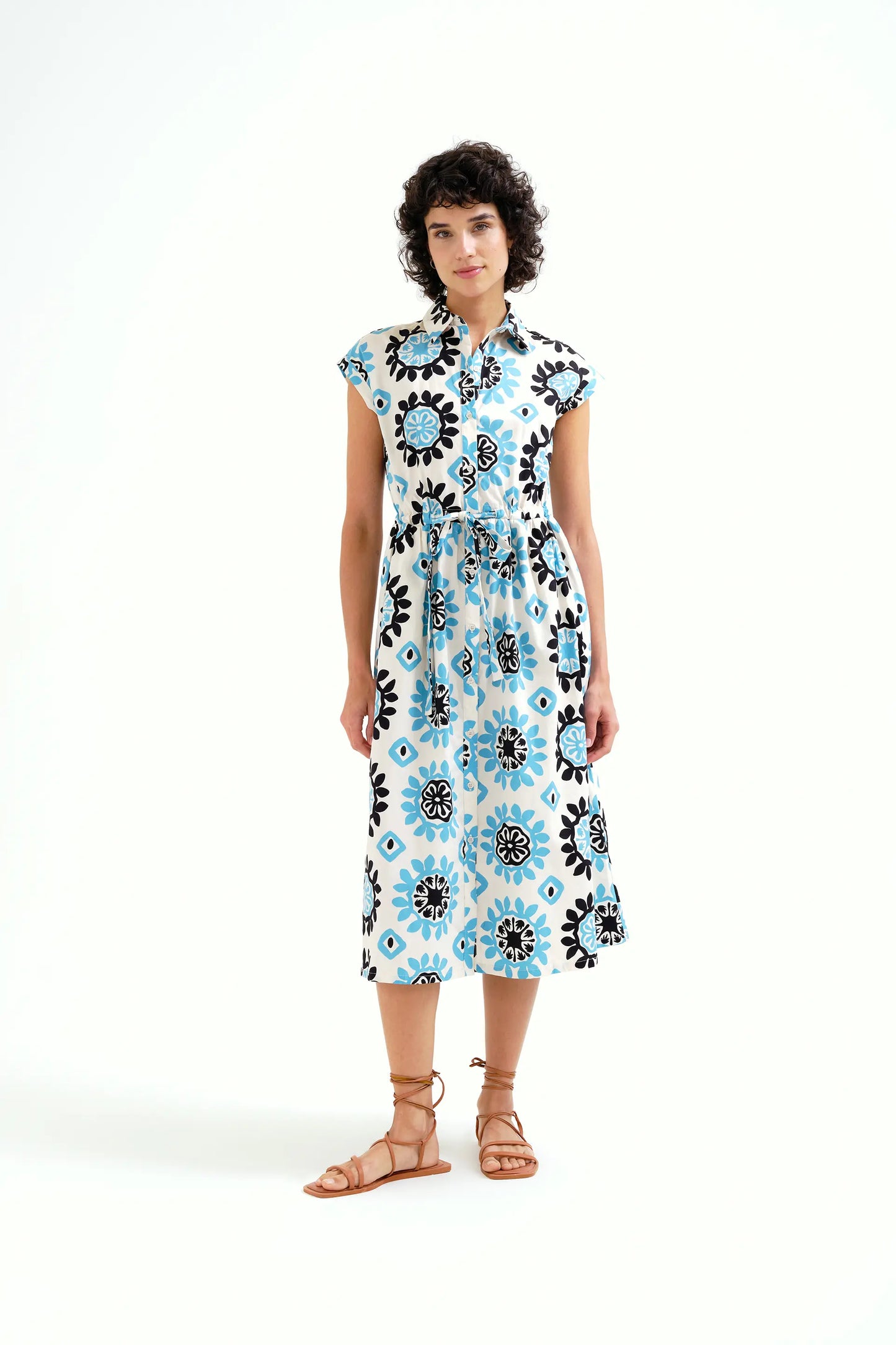 Waterfall print midi dress