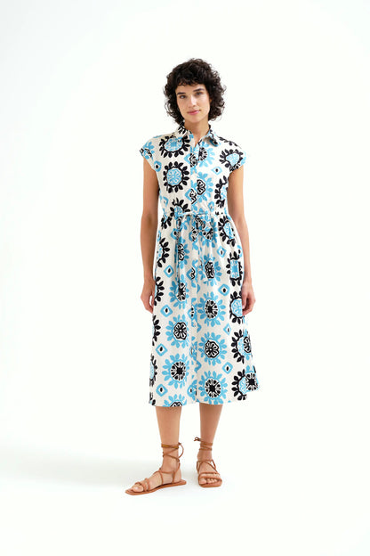 Waterfall print midi dress