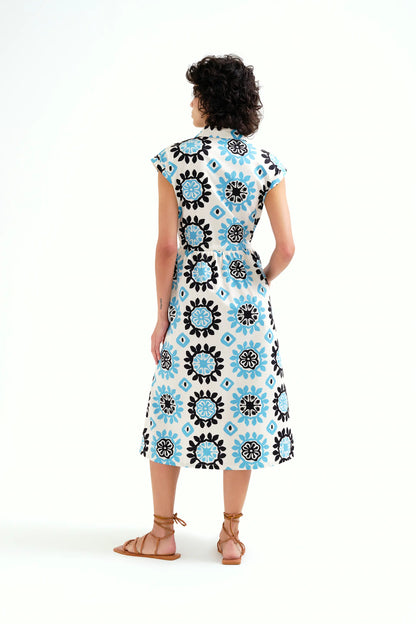 Waterfall print midi dress