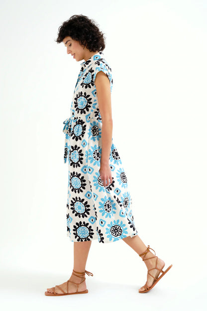 Waterfall print midi dress