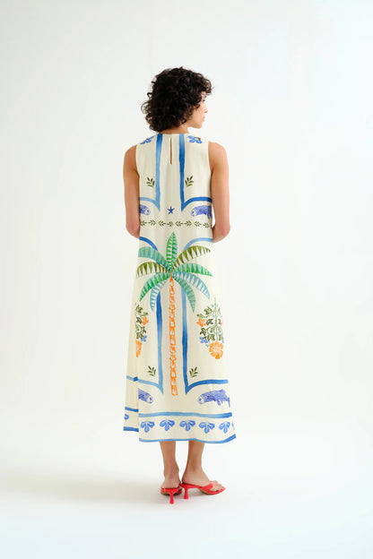 Long dress with Palm and Mermaid print