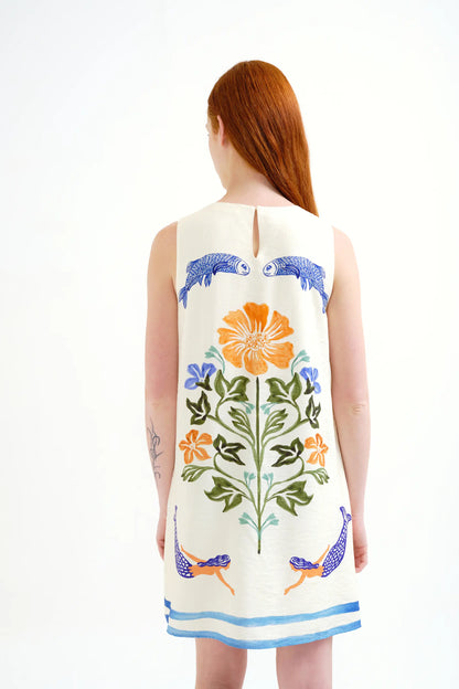 Short dress with Palm and Mermaid print