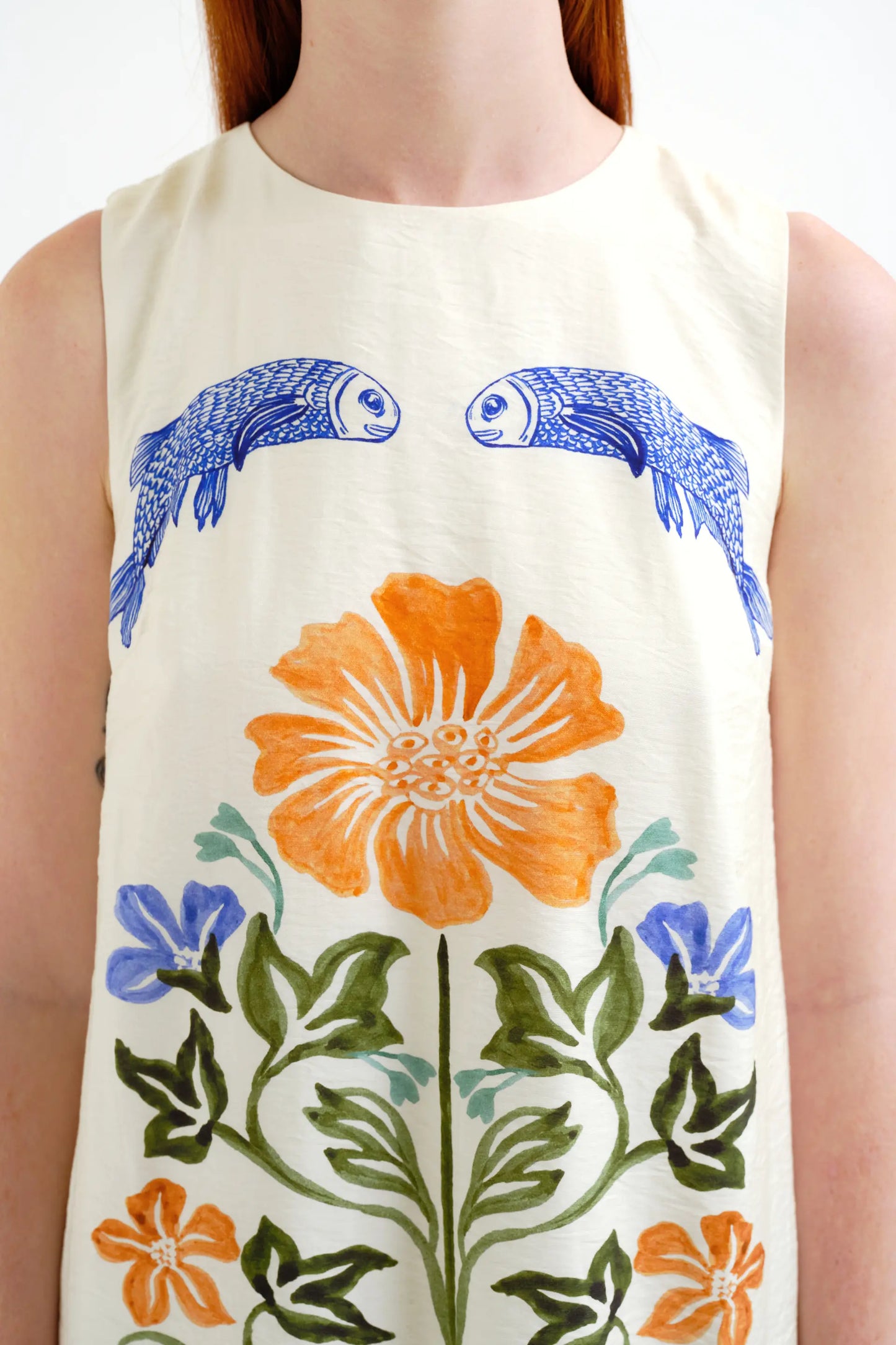 Short dress with Palm and Mermaid print