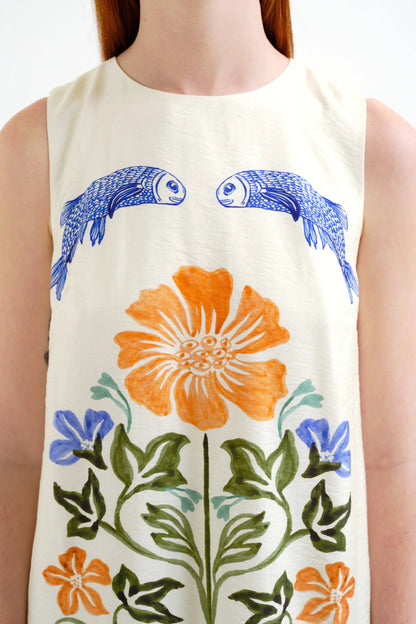 Short dress with Palm and Mermaid print