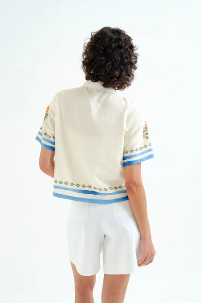 Palm and Mermaid print shirt