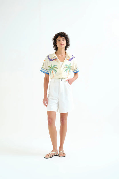 Palm and Mermaid print shirt