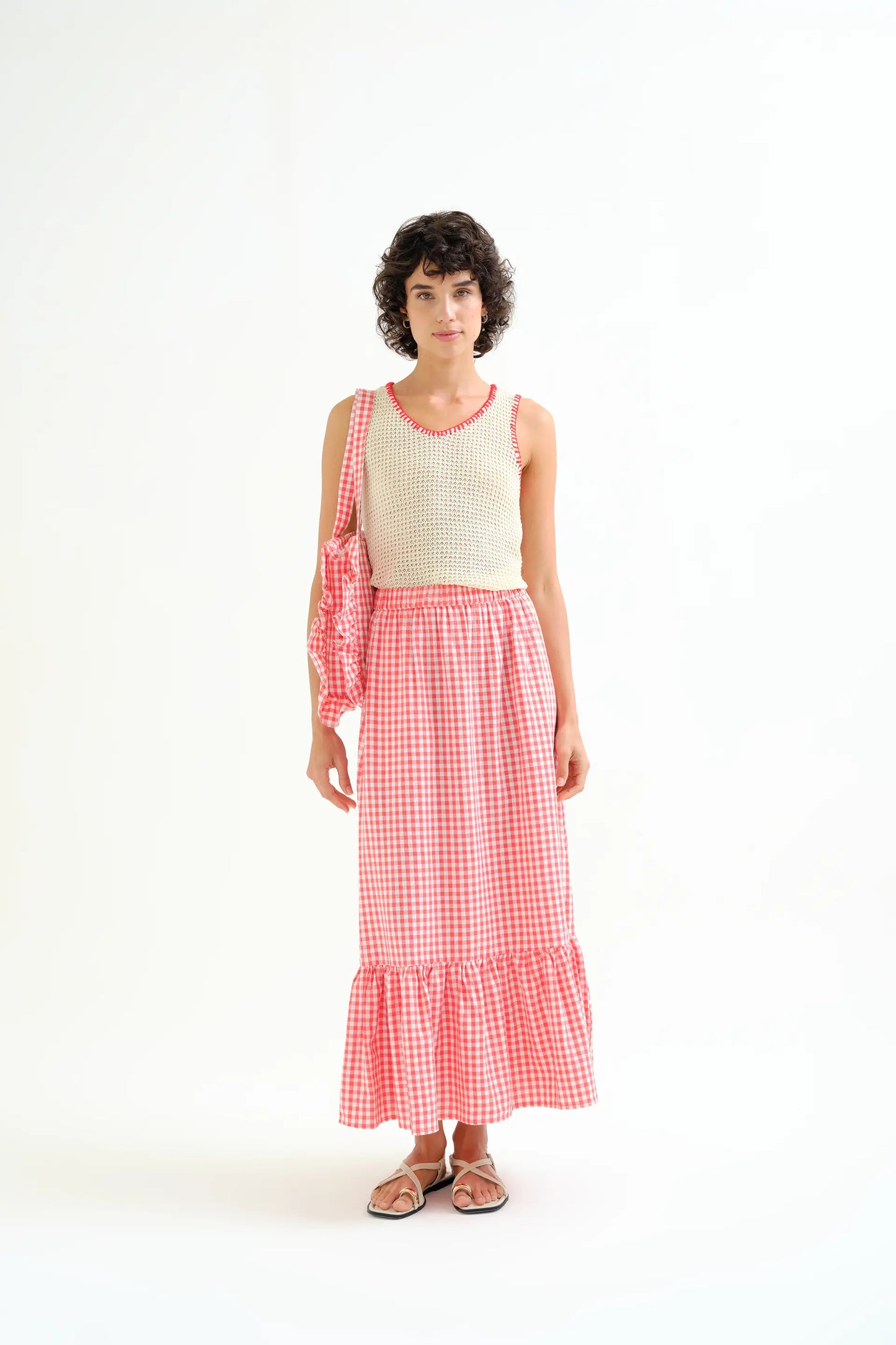 100% cotton skirt, red gingham check