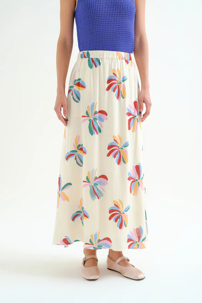 Monarda print long skirt