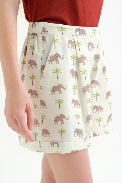 Elephant print shorts