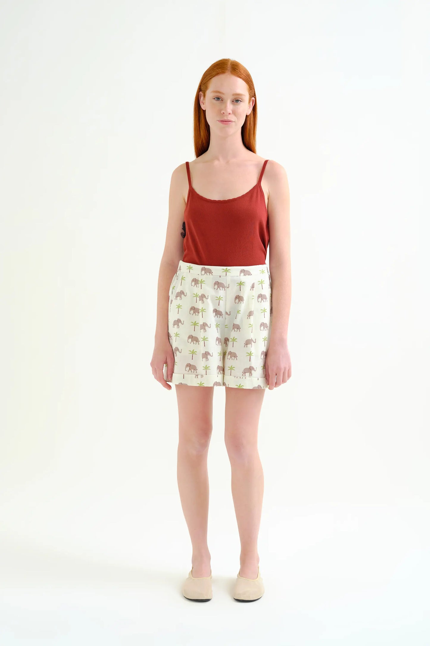 Elephant print shorts
