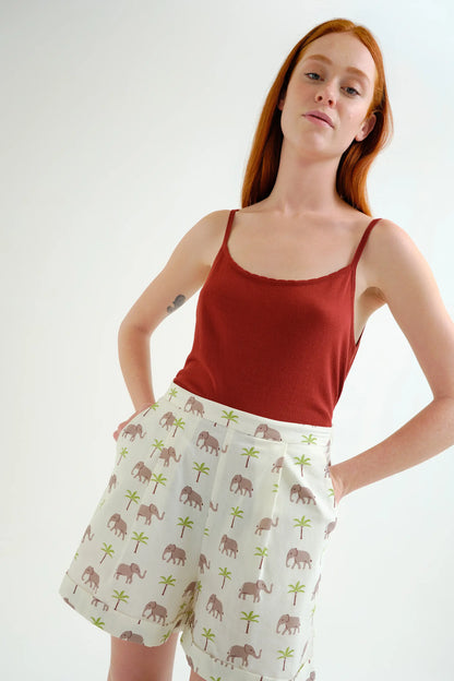 Elephant print shorts